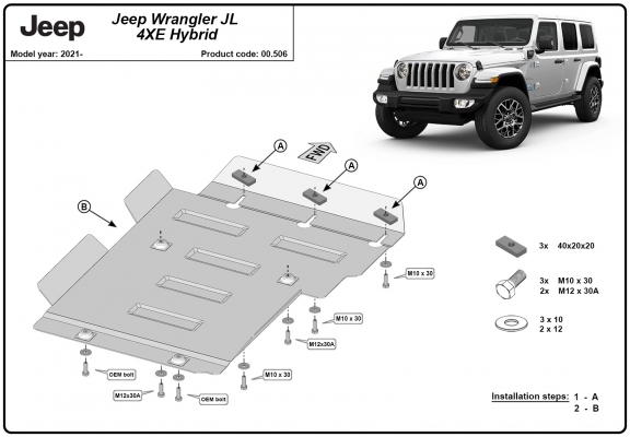 Versnellingsbak Beschermplaat voor Jeep Wrangler - JL