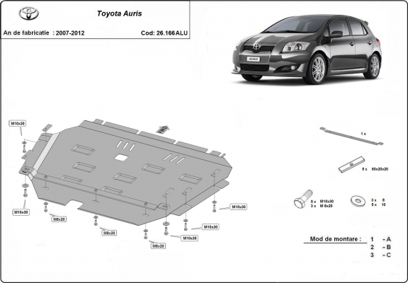 Motor, Versnellingsbak en Radiator aluminium Beschermplaat voor Toyota Auris