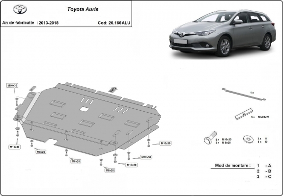 Motor, Versnellingsbak en Radiator aluminium Beschermplaat voor Toyota Auris