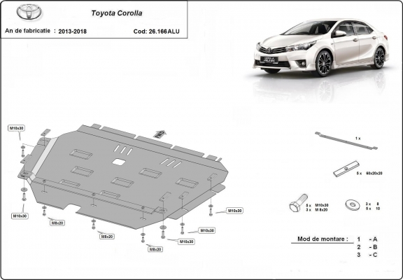 Motor, Versnellingsbak en Radiator aluminium Beschermplaat voor Toyota Corolla