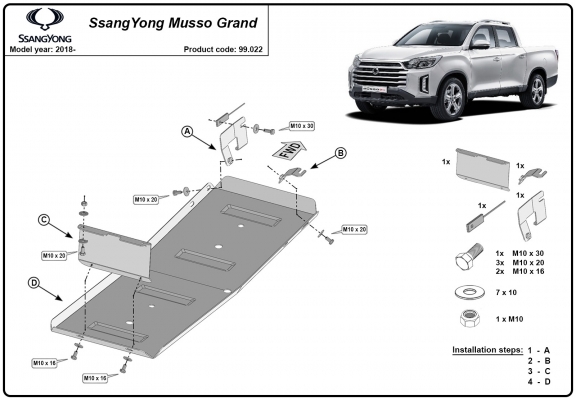 Brandstoftank Beschermplaat voor Ssangyong Musso Grand
