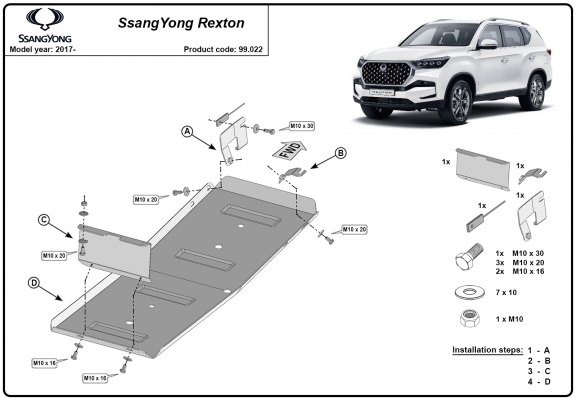 Brandstoftank Beschermplaat voor Ssangyong Rexton