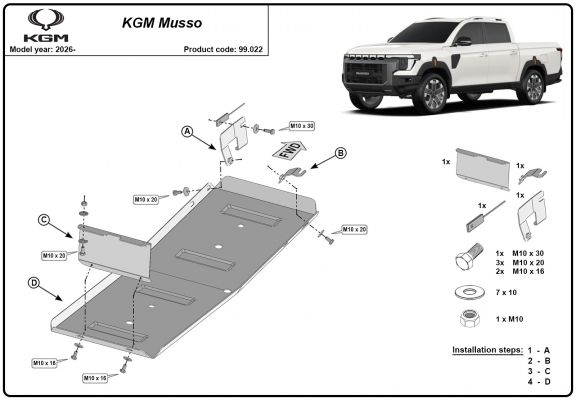 Brandstoftank Beschermplaat voor KGM Musso