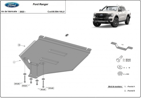 Versnellingsbak aluminium  Beschermplaat voor Ford Ranger