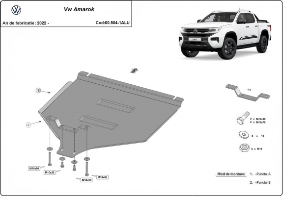 Versnellingsbak aluminium  Beschermplaat voor Volkswagen Amarok