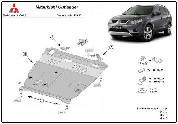 Motor, Versnellingsbak en Radiator Beschermplaat voor Mitsubishi Outlander