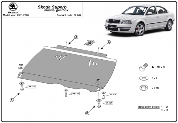 Versnellingsbak Beschermplaat voor Skoda Superb - manuelle