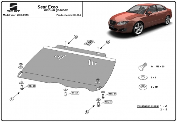 Versnellingsbak Beschermplaat voor Seat Exeo - manuelle