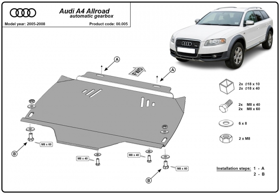 Versnellingsbak Beschermplaat voor Audi A4  B7 All Road - automatique 