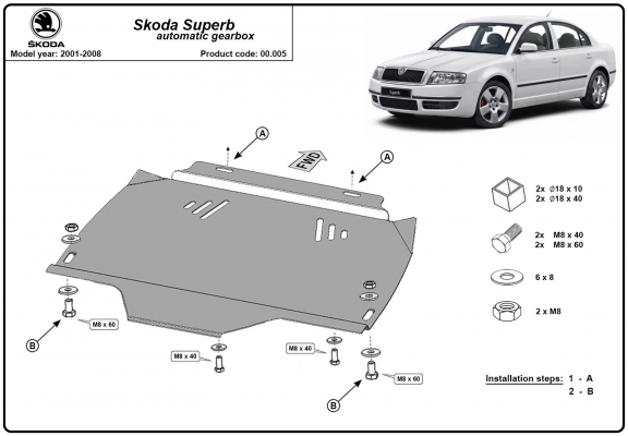 Versnellingsbak Beschermplaat voor Skoda Superb - automatique
