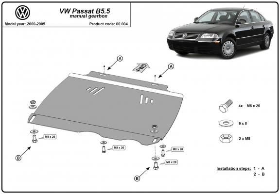 Versnellingsbak Beschermplaat voor VW Passat  B5, B5.5- manuelle