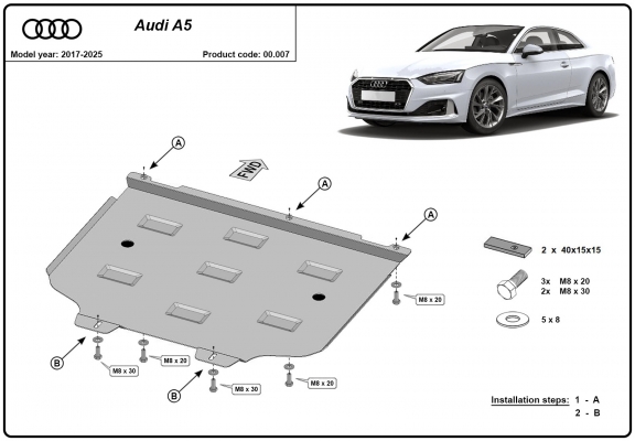 Versnellingsbak Beschermplaat voor Audi A5