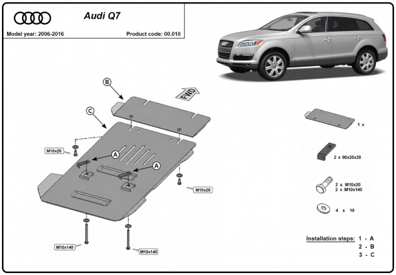 Versnellingsbak Beschermplaat voor Audi Q7