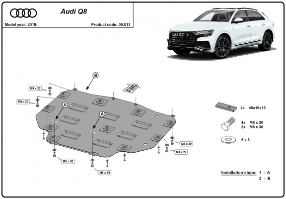 Versnellingsbak Beschermplaat voor Audi Q8