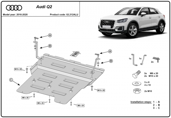Aluminium Motor Beschermplaat voor Audi Q2