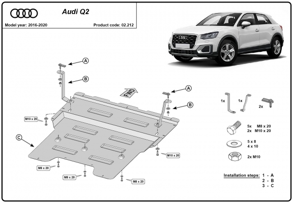 Motor Beschermplaat voor Audi Q2