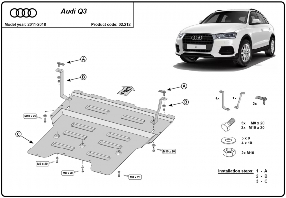 Motor Beschermplaat voor Audi Q3
