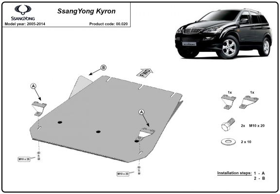 Versnellingsbak Beschermplaat voor SsangYong Kyron