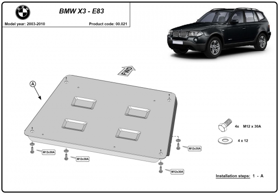 Motor Beschermplaat voor BMW X3 E83