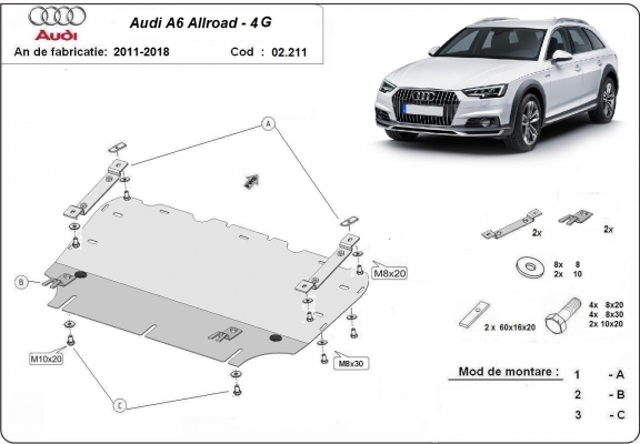 Motor en Radiator Beschermplaat voor Audi All Road A6