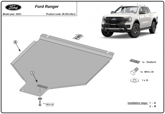 Versnellingsbak aluminium  Beschermplaat voor Ford Ranger