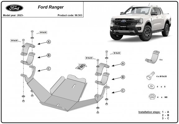 Differentieel Beschermplaat voor Ford Ranger