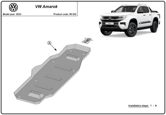 Brandstoftank Beschermplaat voor Volkswagen Amarok 2 (MB3G9A147CF; 2643728)