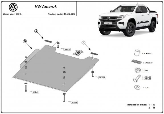 Tussenbak Beschermplaat Volkswagen Amarok - Aluminium