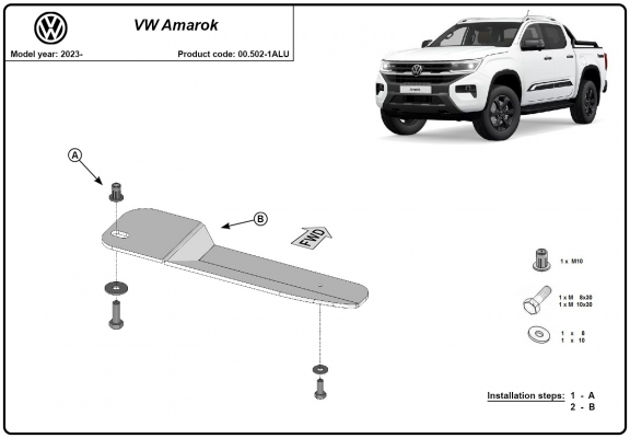 Brandstoffilter Beschermplaat voor Volkswagen Amarok - Aluminium