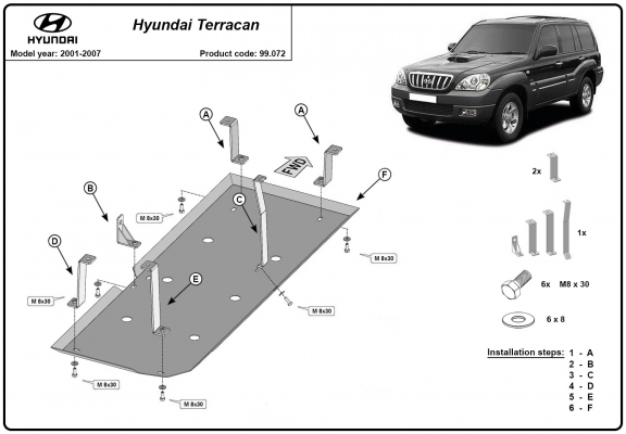 Brandstoftank Beschermplaat voor Hyundai Terracan
