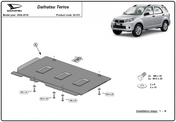 Versnellingsbak Beschermplaat voor Daihatsu Terios