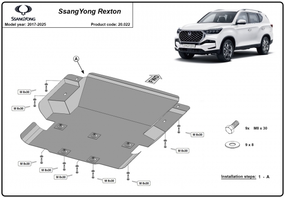 Motor en Radiator Beschermplaat voor SsangYong Rexton