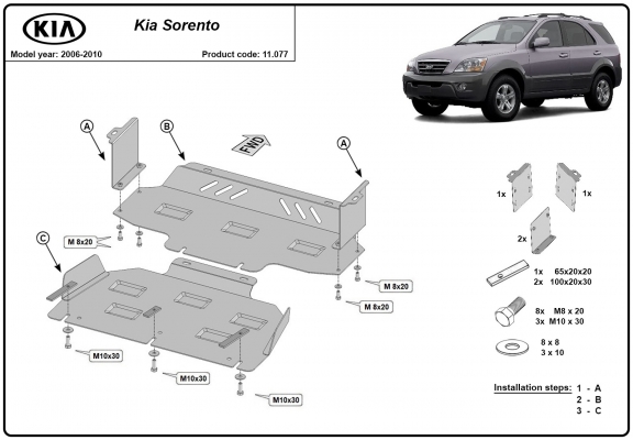 Motor en Radiator Beschermplaat voor Kia Sorento