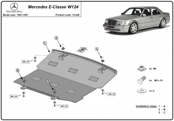 Motor en Radiator Beschermplaat voor Mercedes E-Classe W124 
