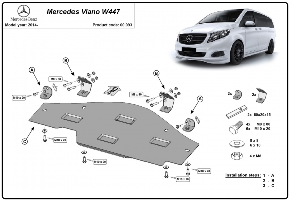 Stop&Go Systeem Beschermplaat voor Mercedes Viano W447, 4x2, 1.6 D