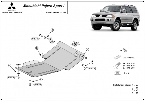 Motor en Radiator Beschermplaat voor Mitsubishi Pajero Sport 1
