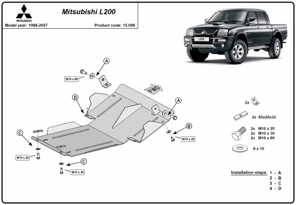 Motor Beschermplaat voor Mitsubishi L200