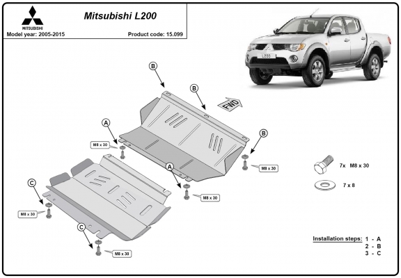 Motor en Radiator Beschermplaat voor Mitsubishi L 200