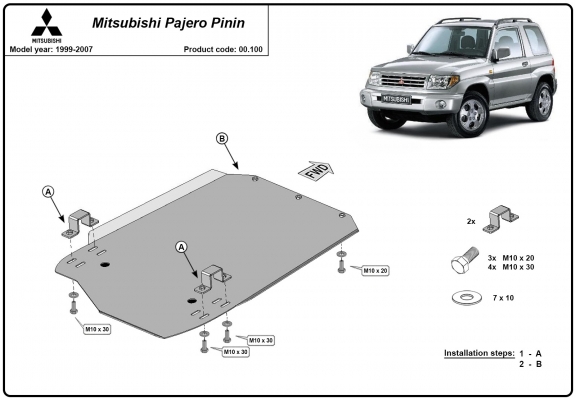 Versnellingsbak Beschermplaat voor Mitsubishi Pajero Pinin
