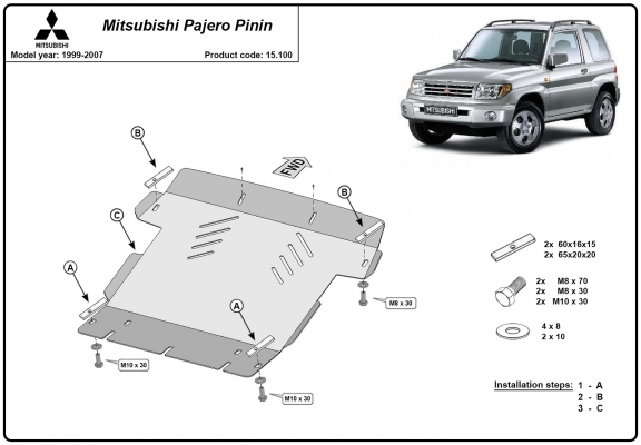 Motor Beschermplaat voor Mitsubishi Pajero Pinin