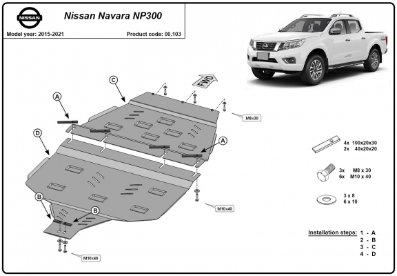 Versnellingsbak Beschermplaat voor Nissan Navara NP300 - D23