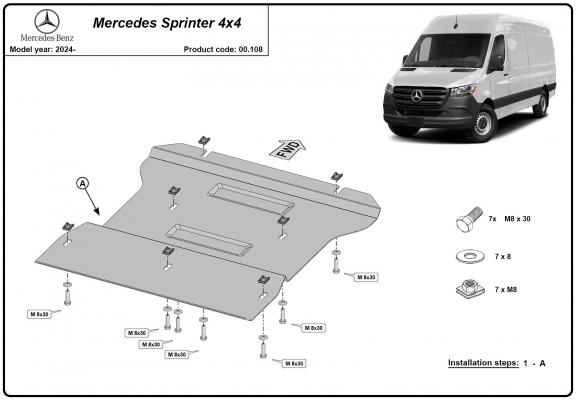 Versnellingsbak Beschermplaat voor Mercedes Sprinter 4x4