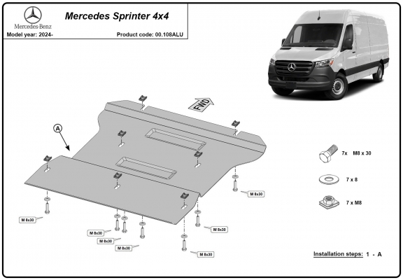Versnellingsbak aluminium  Beschermplaat voor Mercedes Sprinter 4x4
