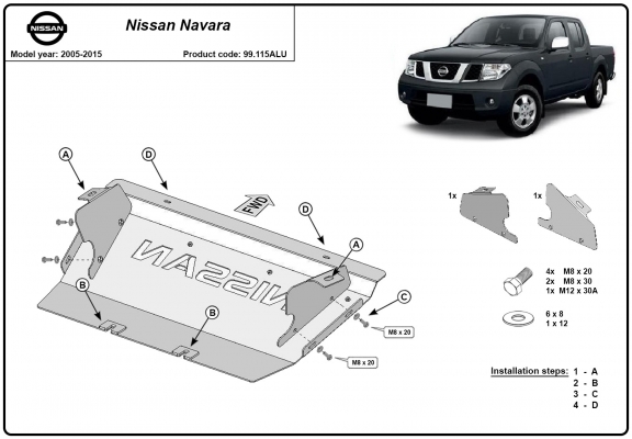 Aluminium Radiator Beschermplaat voor Nissan Navara D40