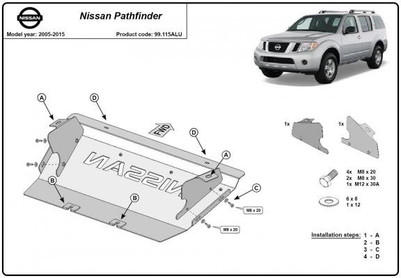 Aluminium Radiator Beschermplaat voor Nissan Pathfinder