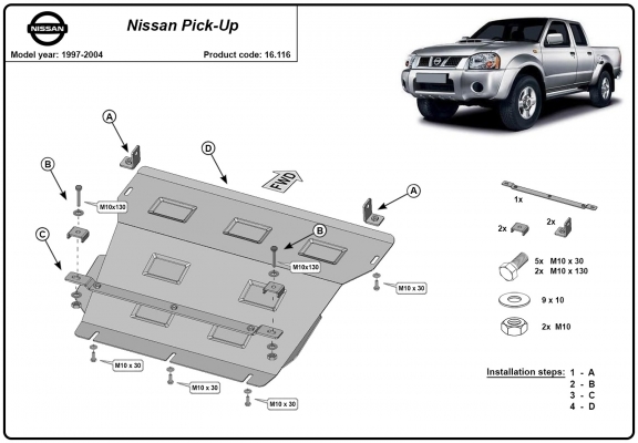 Motor en Radiator Beschermplaat voor Nissan Pick Up